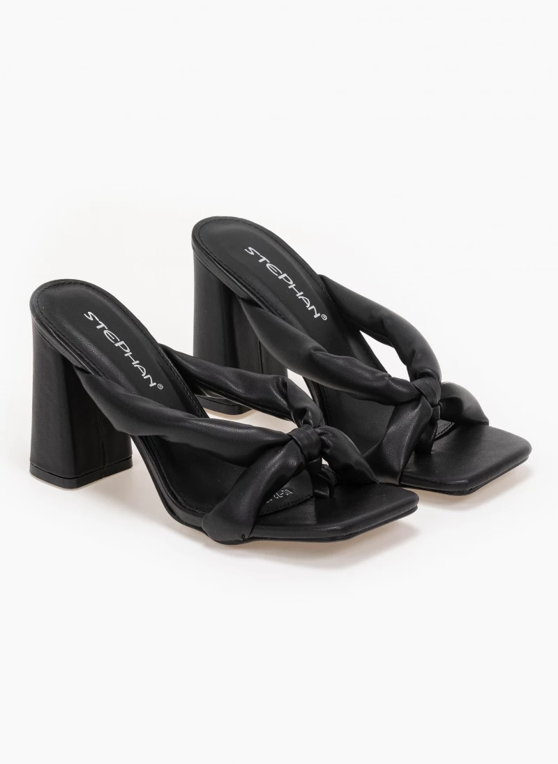 The Fashion Project Mules Block Heel με χιαστί φάσες - Μαύρο - Image 3