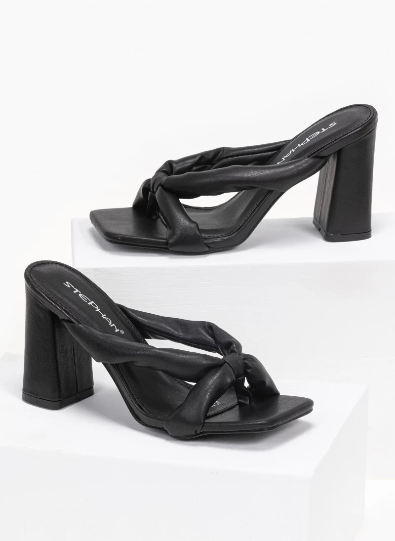 The Fashion Project Mules Block Heel με χιαστί φάσες - Μαύρο - Image 2