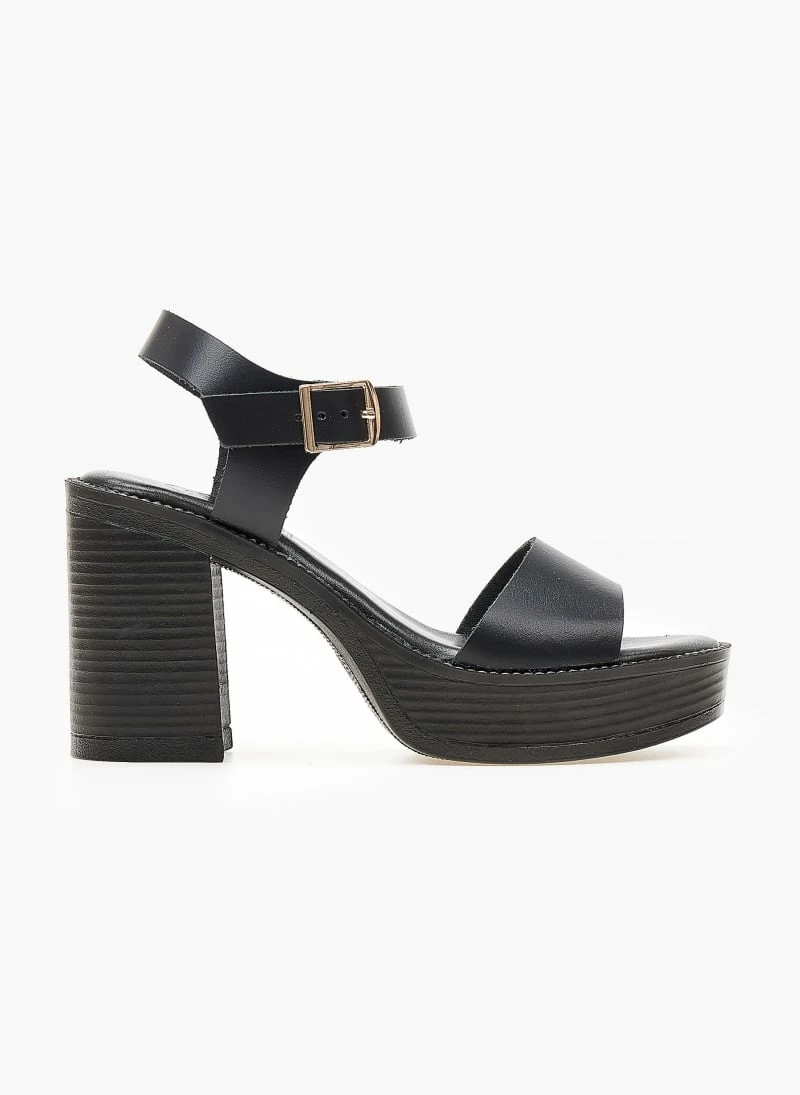 Πέδιλα δερμάτινα με χοντρό τακούνι Tfp - Μαύρο - Image 2