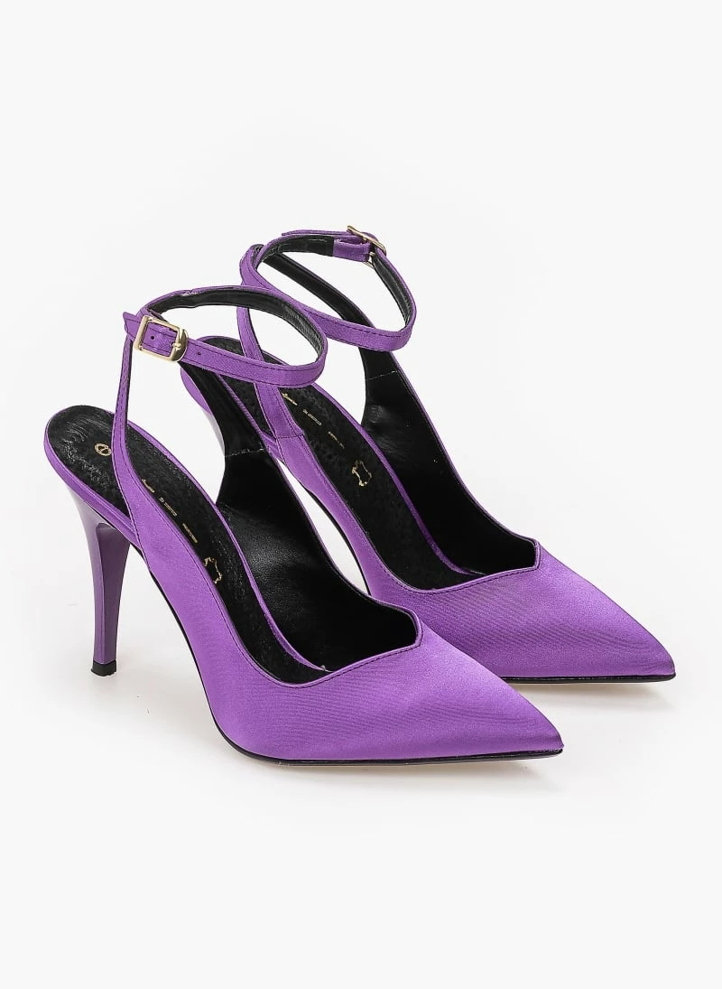 The Fashion Project Γόβες σατέν με V Cut άνοιγμα Estil - Μωβ ανοιχτό - Image 2