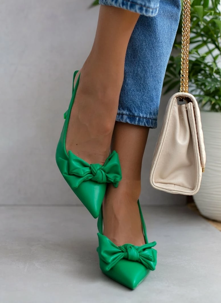 The Fashion Project Γόβες μυτερές με Oversize φιόγκο - Πράσινο