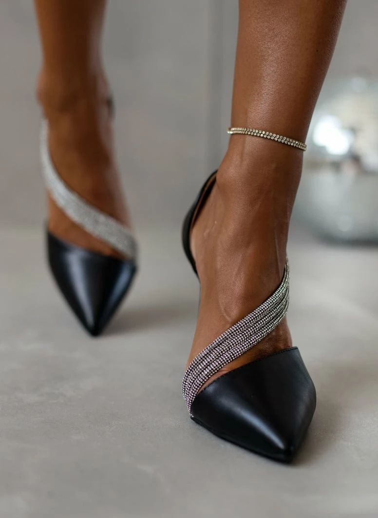 The Fashion Project Γόβες μυτερές με Strass - Μαύρο