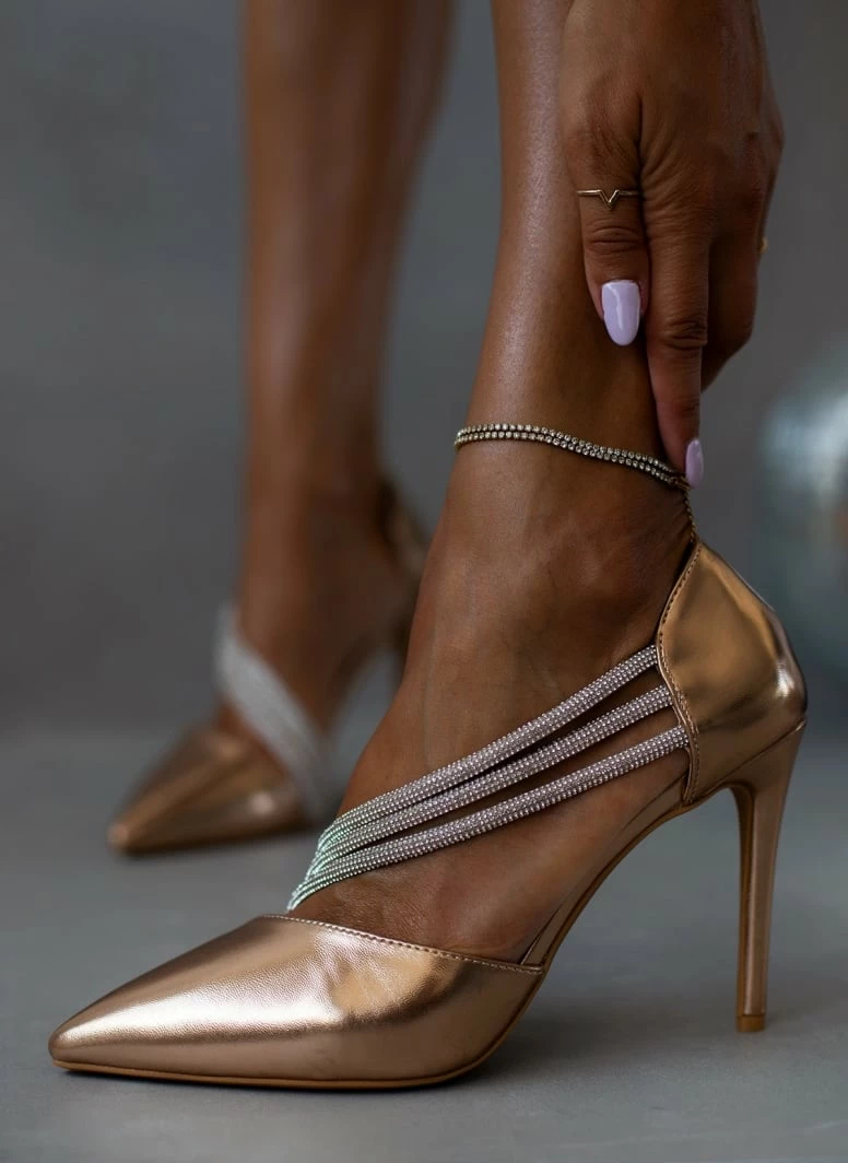 The Fashion Project Γόβες μυτερές με Strass - Χαλκός