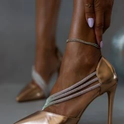 The Fashion Project Γόβες μυτερές με Strass - Χαλκός