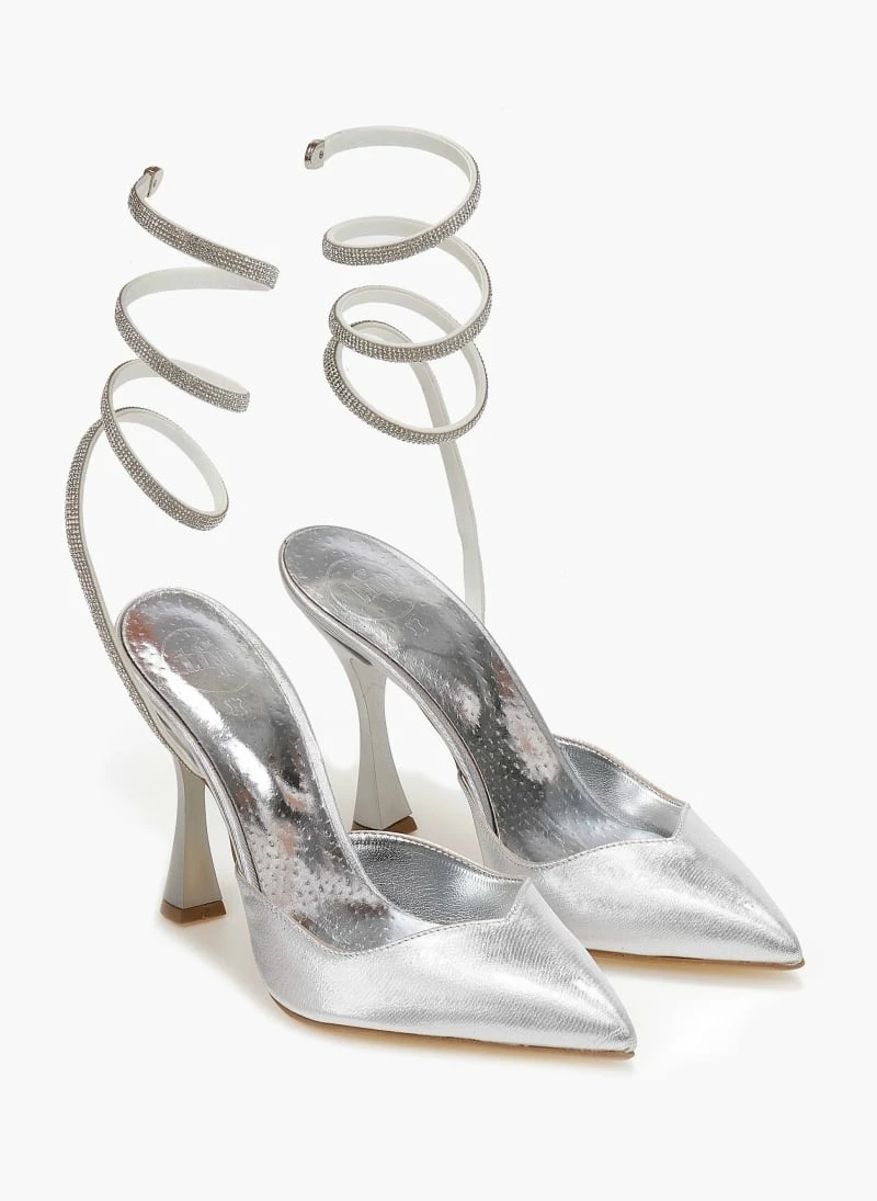 Γόβες μυτερές με Strass έλασμα Tfp - Ασημί - Image 6