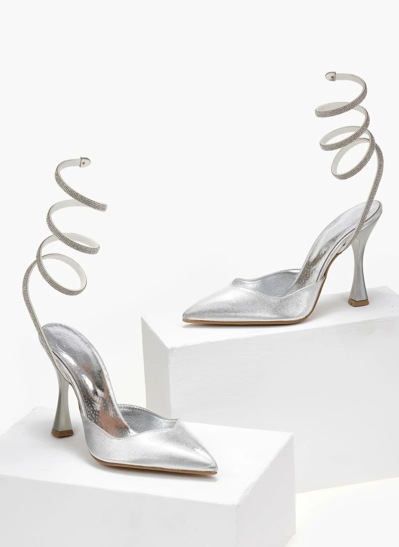 Γόβες μυτερές με Strass έλασμα Tfp - Ασημί - Image 3