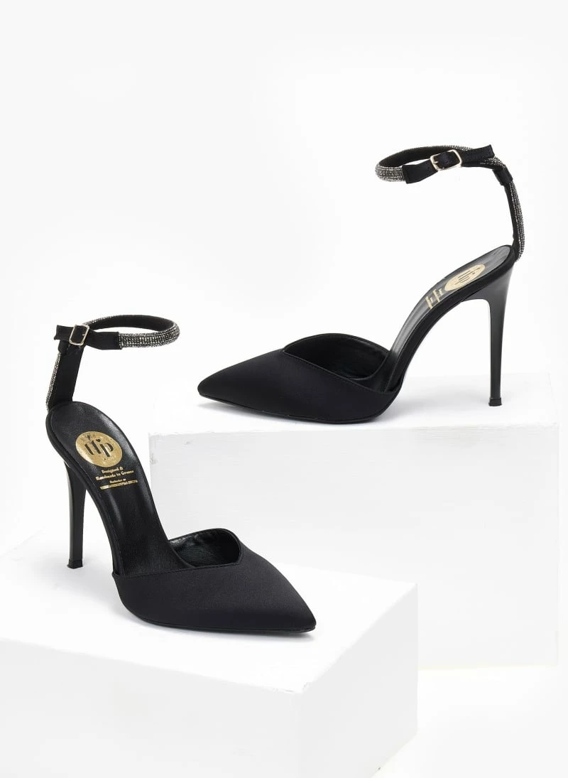 Γόβες σατέν με Strass μπαρέτα Tfp - Μαύρο - Image 3