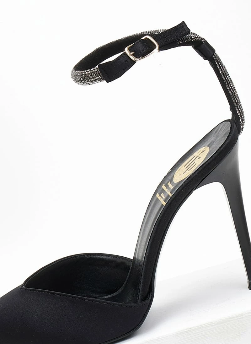 Γόβες σατέν με Strass μπαρέτα Tfp - Μαύρο - Image 2