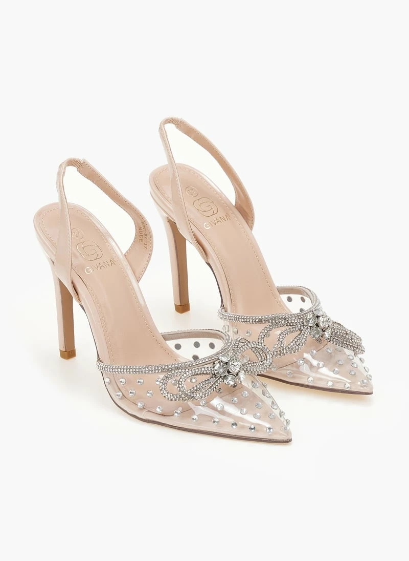 The Fashion Project Γόβες μυτερές με Strass και διαφάνεια - Μπεζ - Image 6