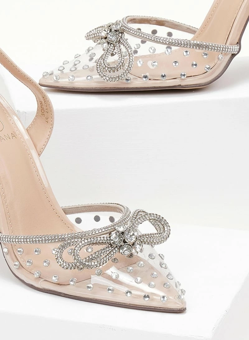 The Fashion Project Γόβες μυτερές με Strass και διαφάνεια - Μπεζ - Image 3