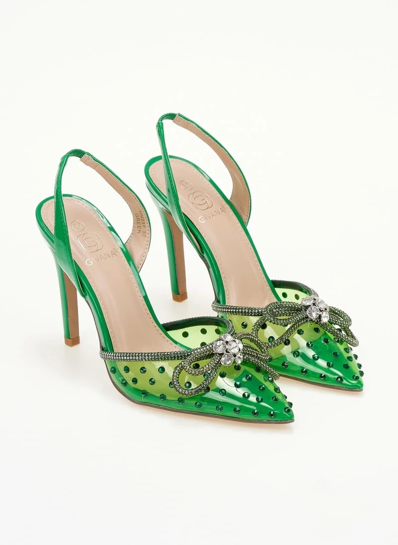 The Fashion Project Γόβες μυτερές με Strass και διαφάνεια - Πράσινο - Image 3