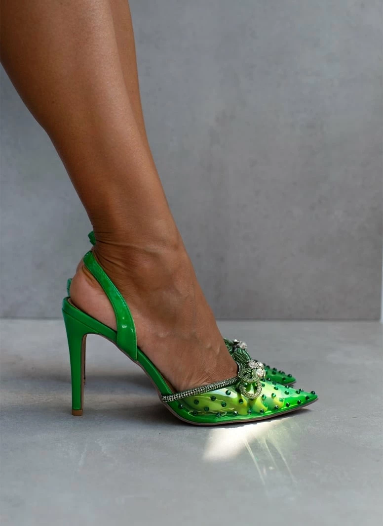 The Fashion Project Γόβες μυτερές με Strass και διαφάνεια - Πράσινο - Image 7