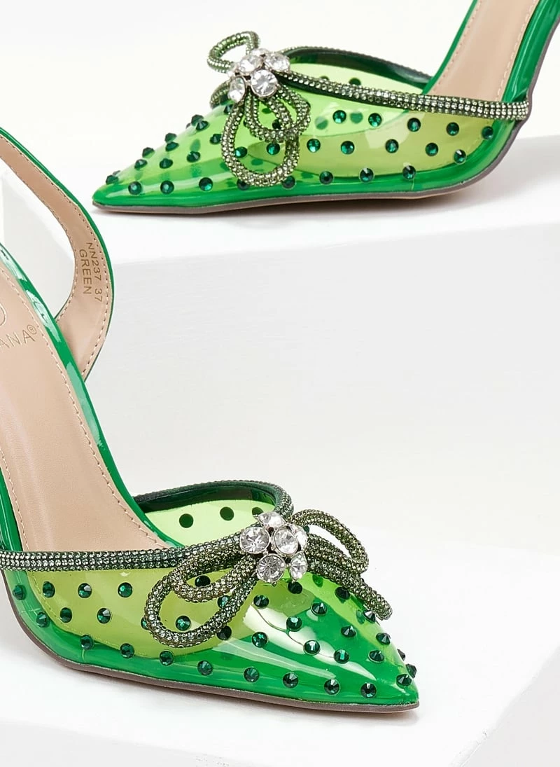 The Fashion Project Γόβες μυτερές με Strass και διαφάνεια - Πράσινο - Image 6