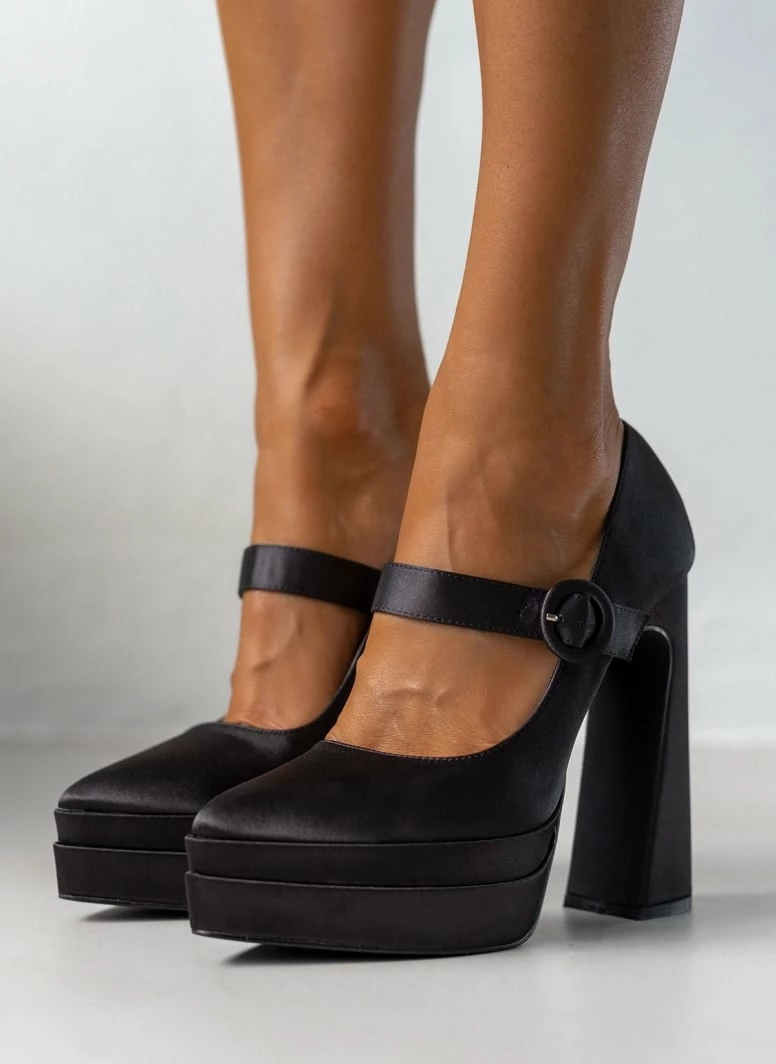 The Fashion Project Γόβες σατέν με φιάπα - Μαύρο