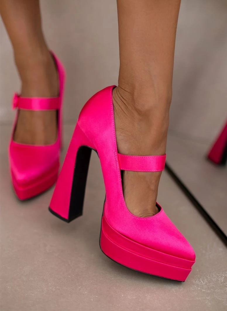 The Fashion Project Γόβες σατέν με φιάπα - Φούξια - Image 4