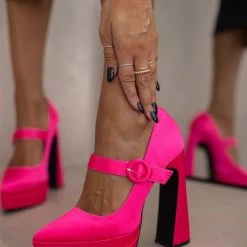 The Fashion Project Γόβες σατέν με φιάπα - Φούξια