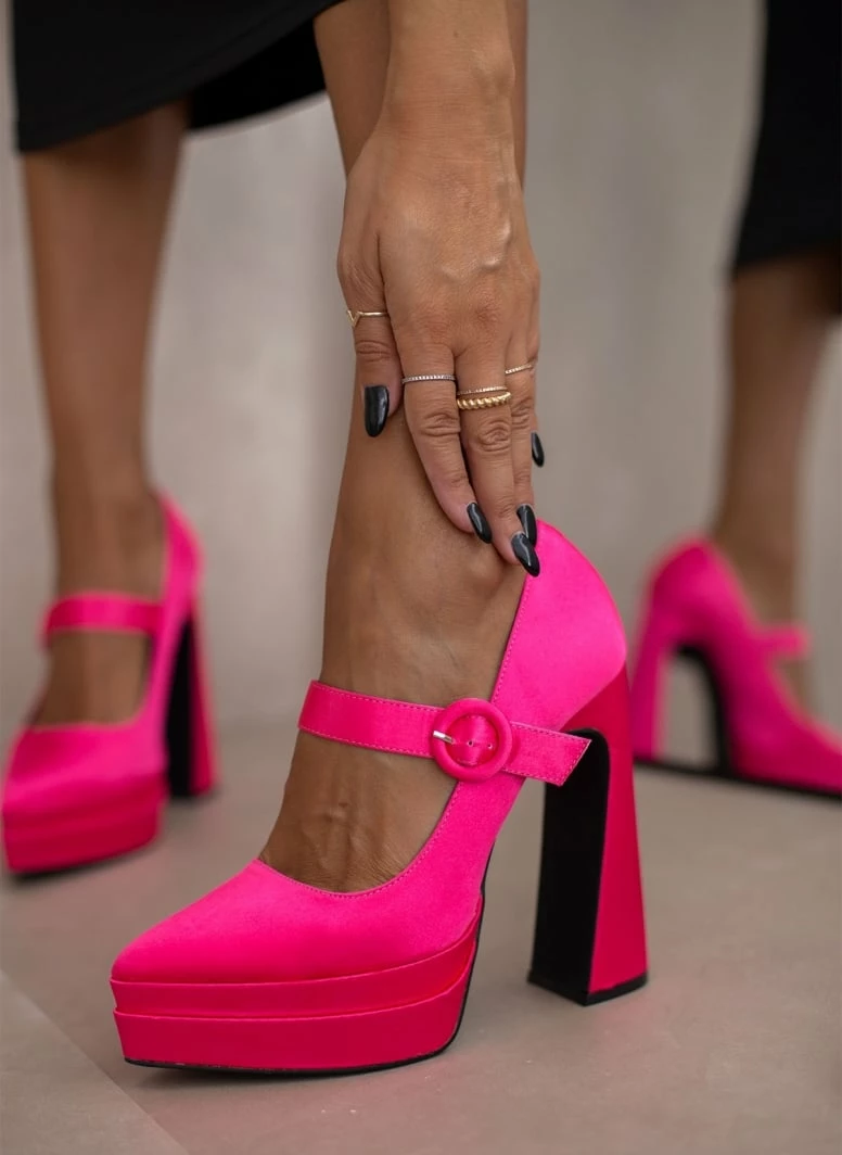 The Fashion Project Γόβες σατέν με φιάπα - Φούξια