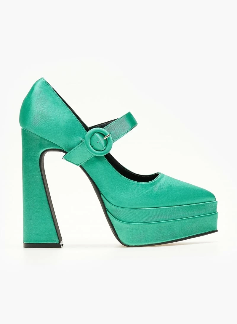 The Fashion Project Γόβες σατέν με φιάπα - Σμαραγδί - Image 2