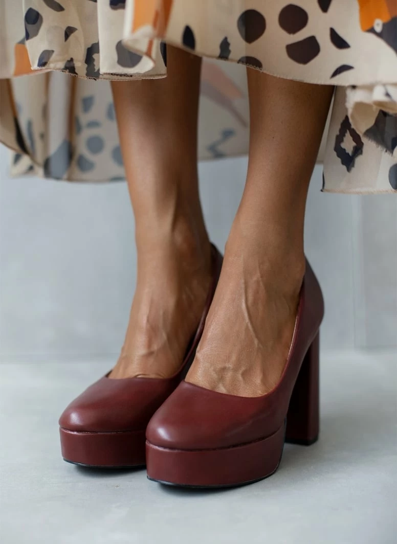 The Fashion Project Γόβες με φιάπα και ψηλό τακούνι - Μπορντό