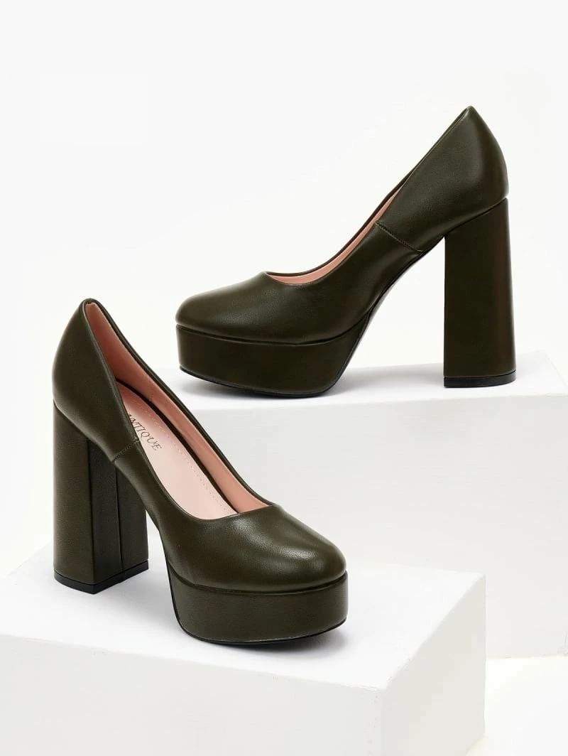 The Fashion Project Γόβες με φιάπα και ψηλό τακούνι - Λαδί - Image 5