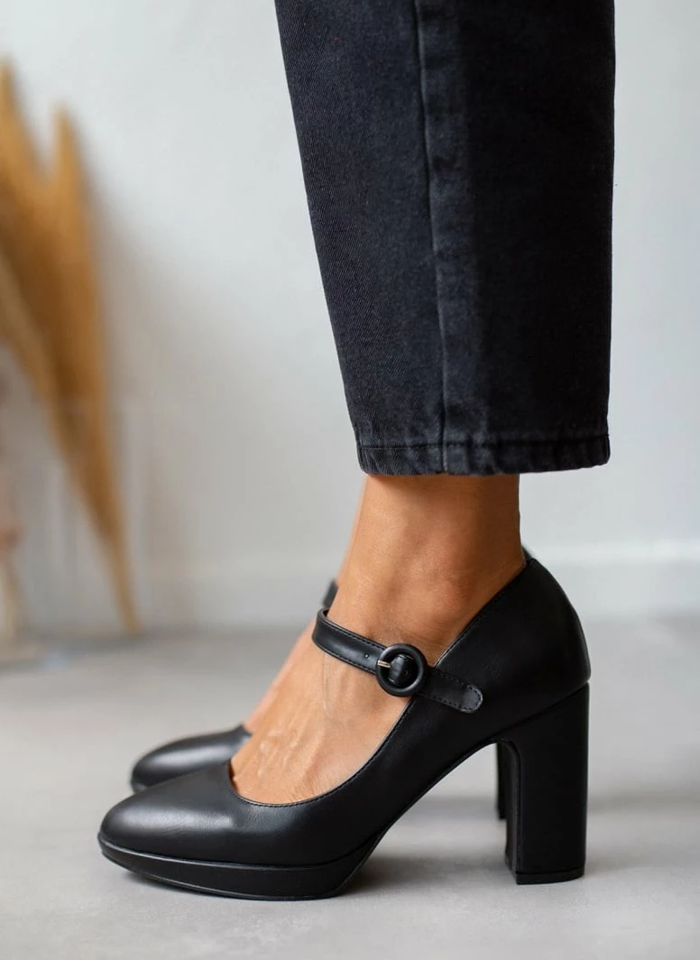 The Fashion Project Γόβες με φιάπα και κούμπωμα στο πλάι - Μαύρο