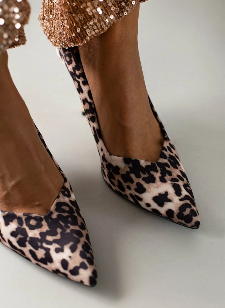 The Fashion Project Γόβες μυτερές με Print - Μαύρο/Μπεζ