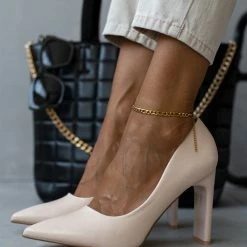 The Fashion Project Γόβες μυτερές με γυαλιστερό τακούνι - Μπεζ