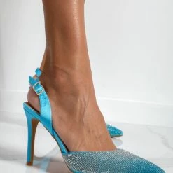 The Fashion Project Γόβες μυτερές με Strass - Τυρκουάζ