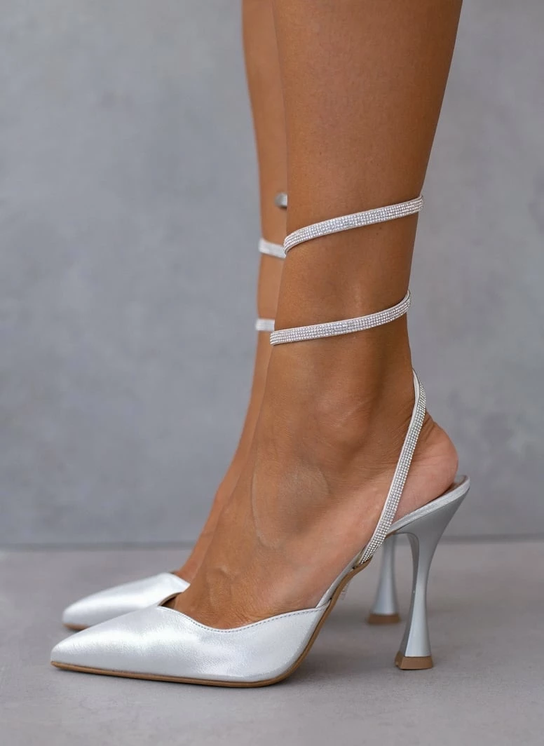 Γόβες μυτερές με Strass έλασμα Tfp - Ασημί - Image 7