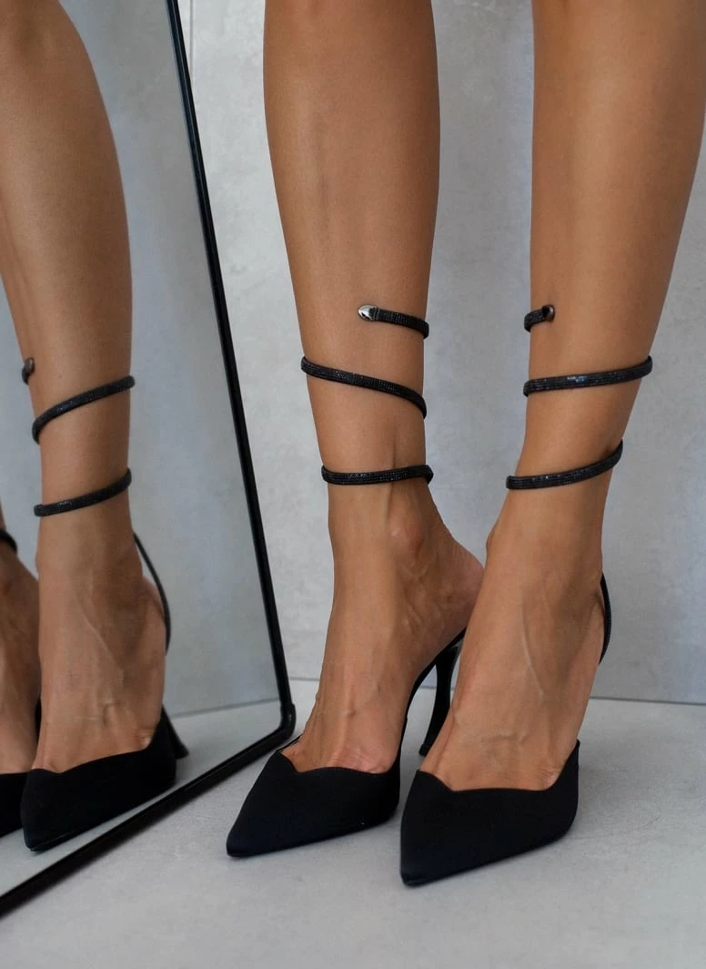 Γόβες μυτερές με Strass έλασμα Tfp - Μαύρο