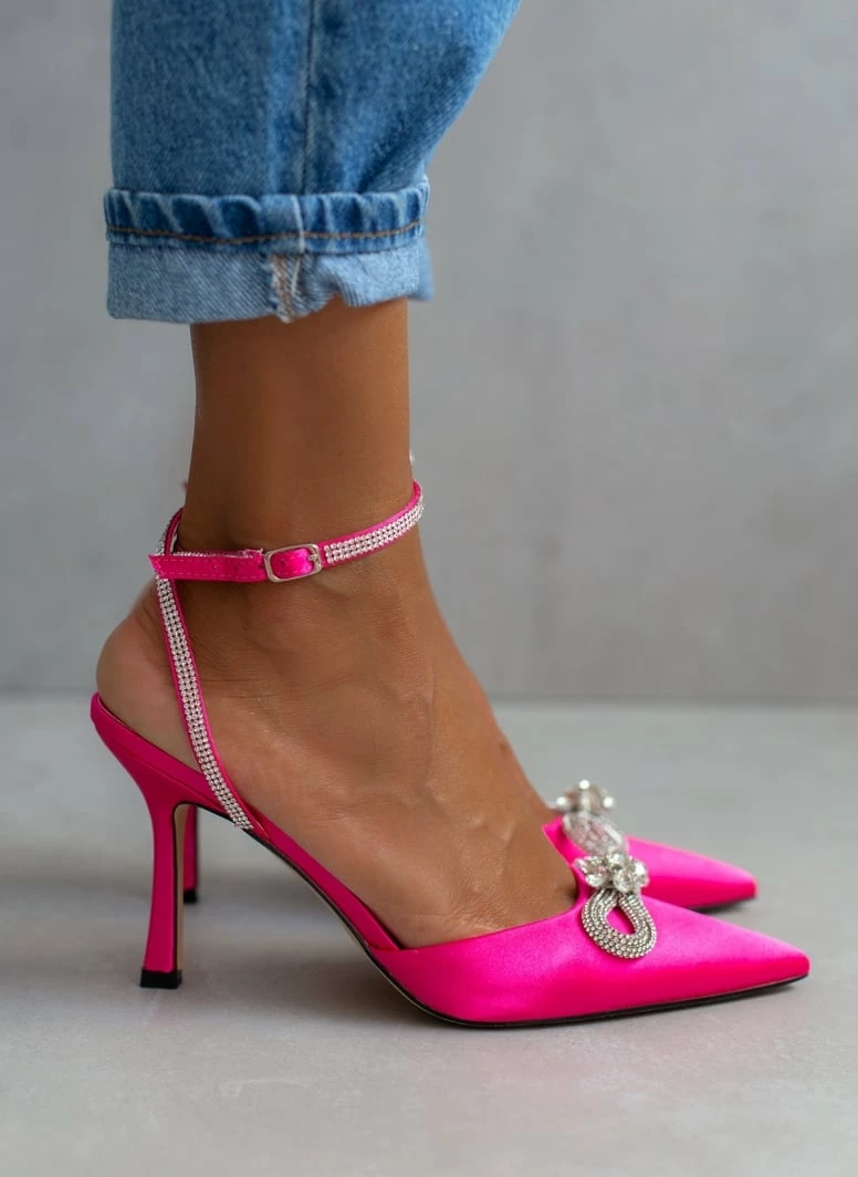 The Fashion Project Γόβες σατέν με μπαρέτα και Strass - Φούξια - Image 4