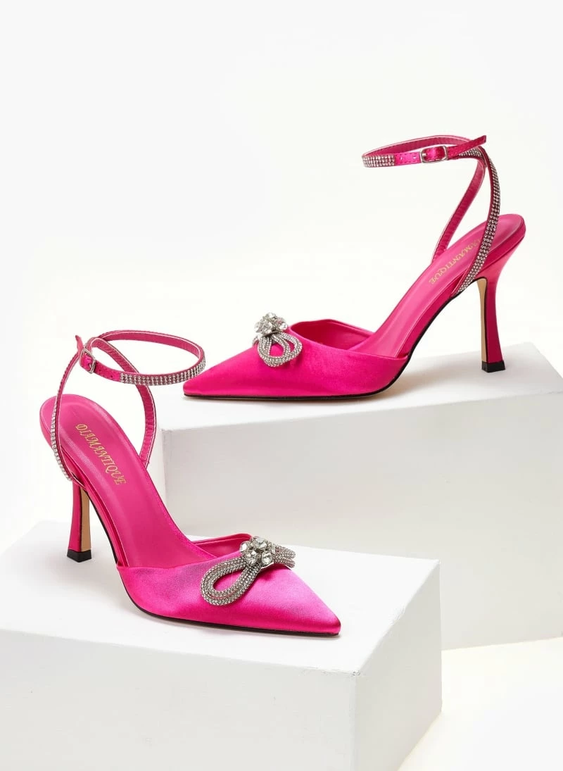 The Fashion Project Γόβες σατέν με μπαρέτα και Strass - Φούξια - Image 5