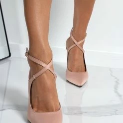 Γόβες μυτερές με χιαστί δέσιμο Tfp - Nude