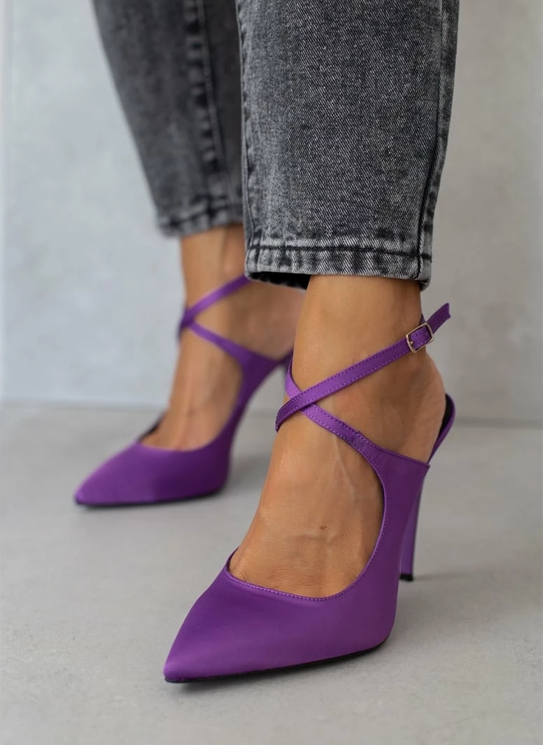 Γόβες μυτερές με χιαστί δέσιμο Tfp - Μωβ