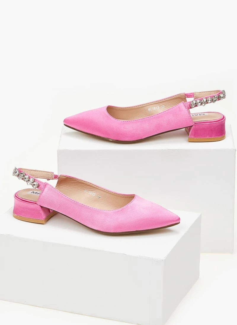 The Fashion Project Γόβες μυτερές σατέν με πέτρες - Φούξια - Image 5