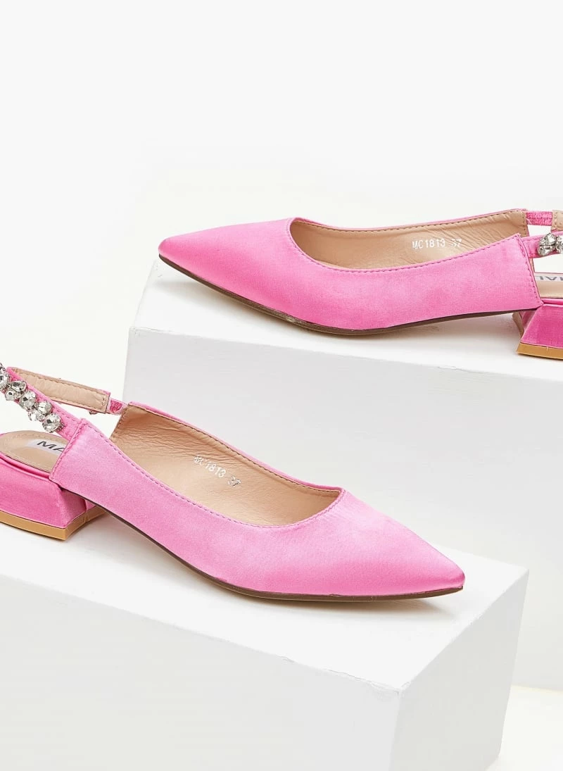 The Fashion Project Γόβες μυτερές σατέν με πέτρες - Φούξια - Image 3