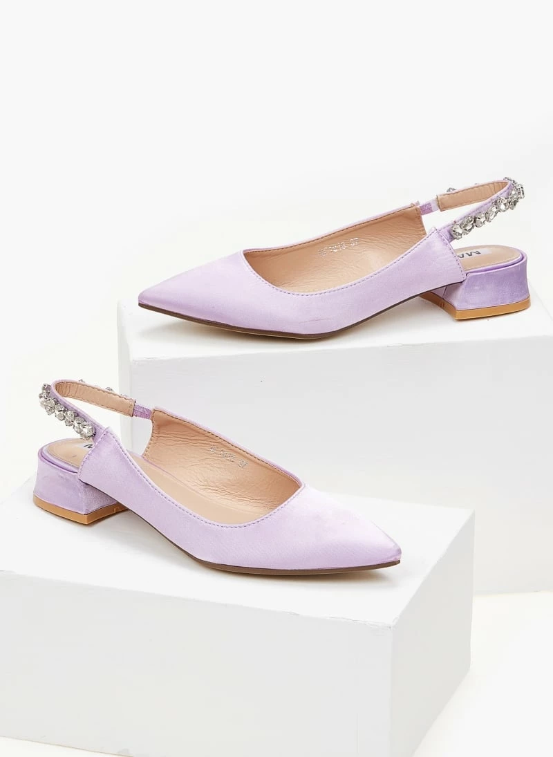 The Fashion Project Γόβες μυτερές σατέν με πέτρες - Λιλά - Image 3