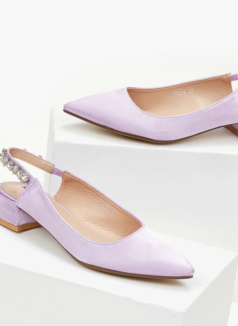 The Fashion Project Γόβες μυτερές σατέν με πέτρες - Λιλά - Image 2