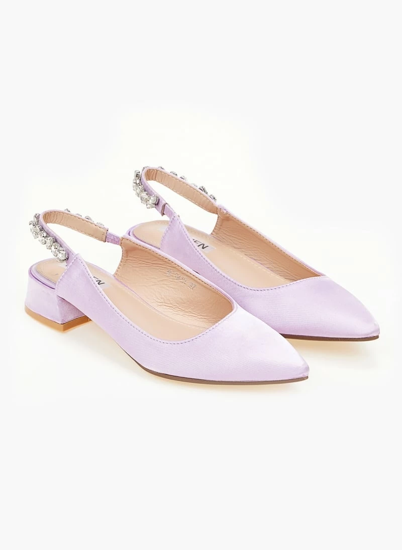 The Fashion Project Γόβες μυτερές σατέν με πέτρες - Λιλά - Image 4