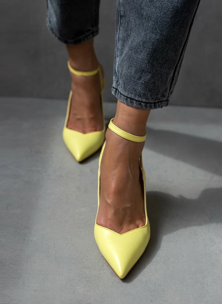 Γόβες μυτερές με λουράκι Tfp - Λεμονί - Image 7