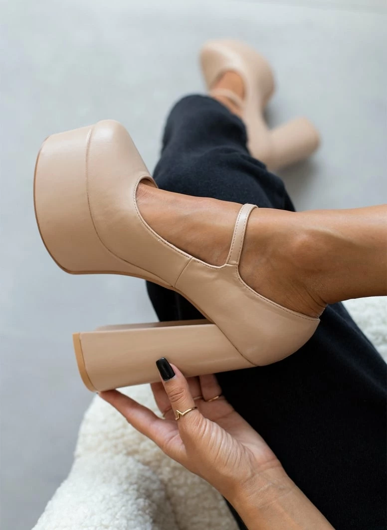 The Fashion Project Γόβες με φιάπα και κούμπωμα στο πλάι - Nude - Image 8