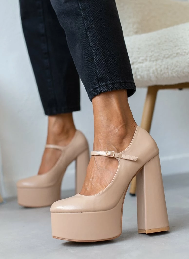 The Fashion Project Γόβες με φιάπα και κούμπωμα στο πλάι - Nude - Image 7