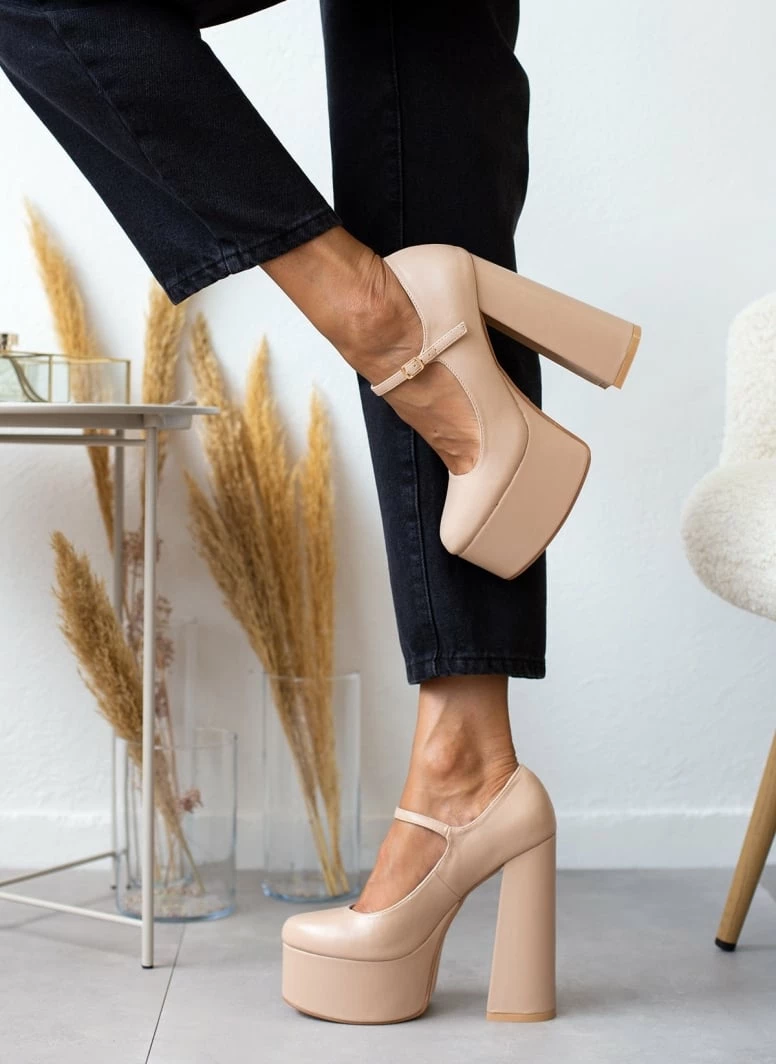 The Fashion Project Γόβες με φιάπα και κούμπωμα στο πλάι - Nude - Image 4