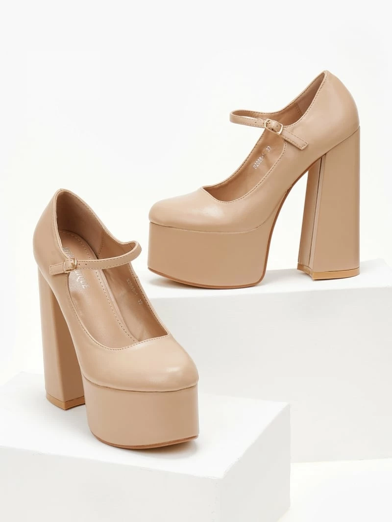 The Fashion Project Γόβες με φιάπα και κούμπωμα στο πλάι - Nude - Image 3