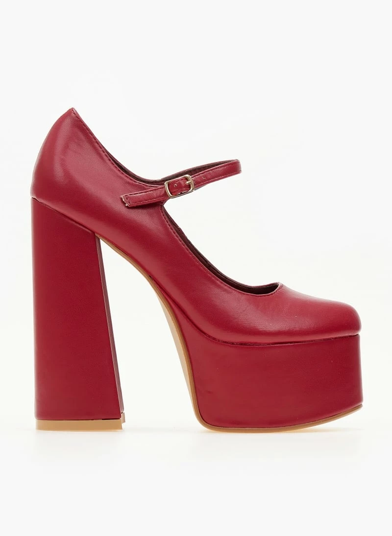 The Fashion Project Γόβες με φιάπα και κούμπωμα στο πλάι - Μπορντό - Image 2