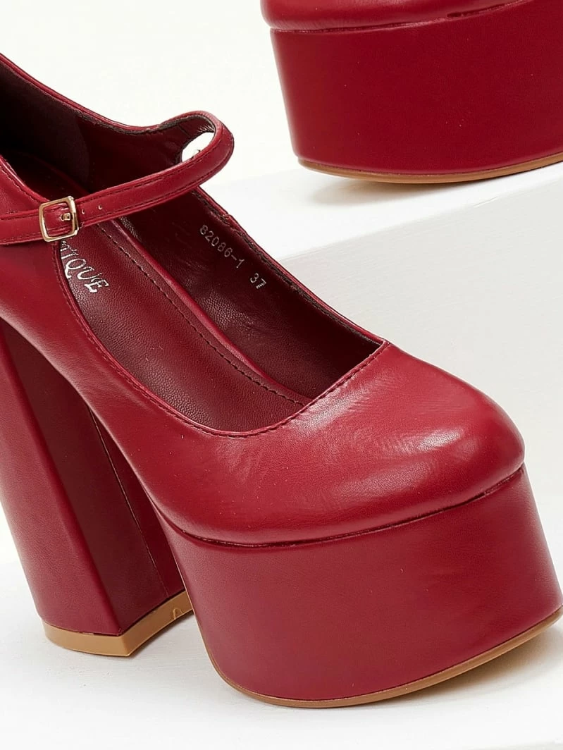 The Fashion Project Γόβες με φιάπα και κούμπωμα στο πλάι - Μπορντό - Image 3