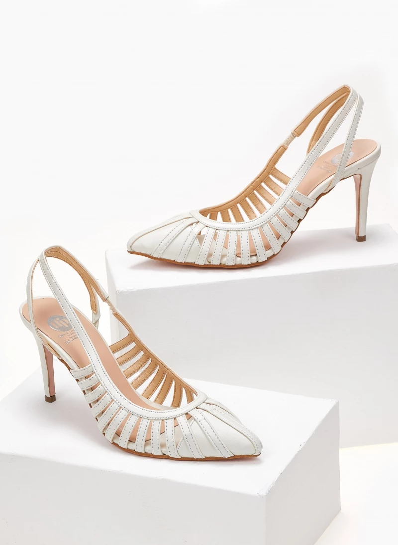 Γόβες μυτερές με ανοίγματα Tfp - Λευκό - Image 4