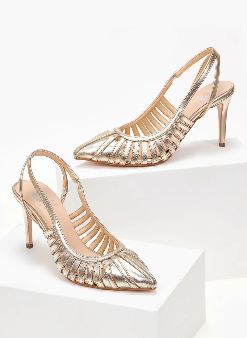 Γόβες μυτερές με ανοίγματα Tfp - Χρυσό - Image 3