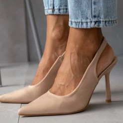 The Fashion Project Γόβες σατέν μυτερές με άνοιγμα - Πούρο