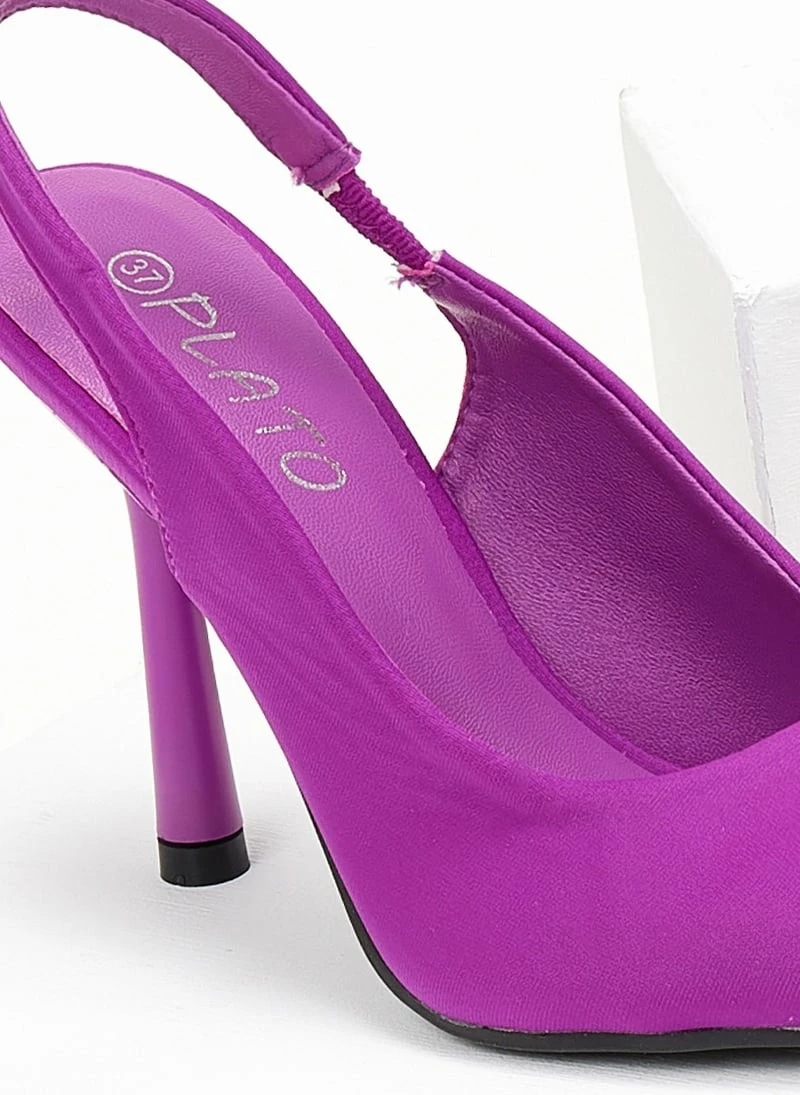 The Fashion Project Γόβες σατέν μυτερές με άνοιγμα - Μωβ - Image 5